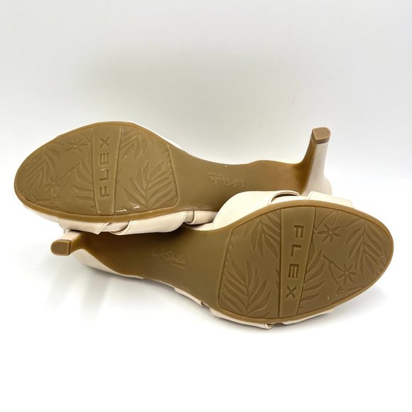 Lifestride Size 11 Mega Almond Cream Faux Vegan Leather Open Toe Heels Shoes - Picture 11 of 15